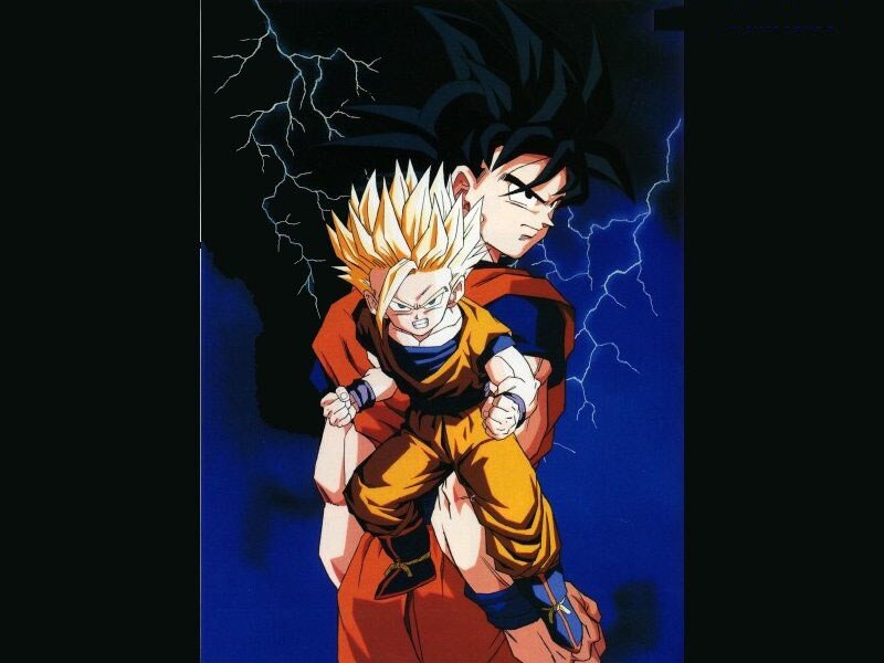 Goku and Gohan in battle