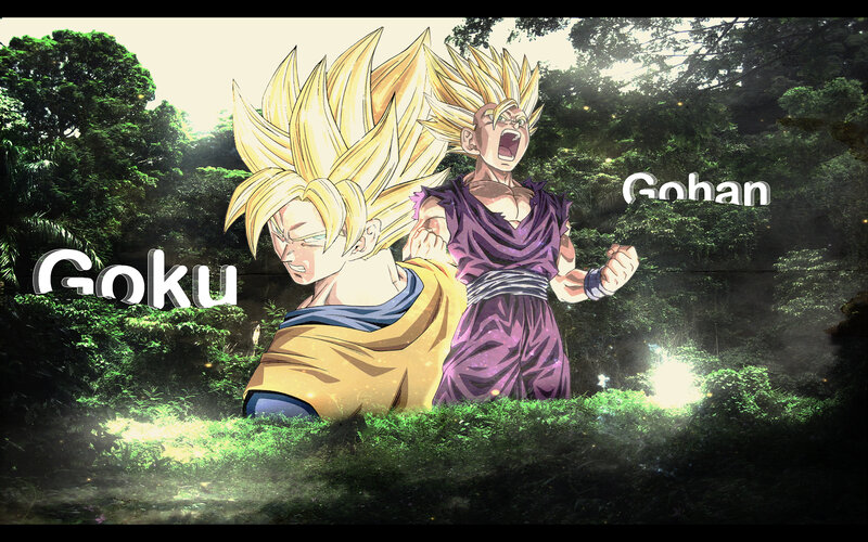 Goku and Gohan in Super Saiyan form