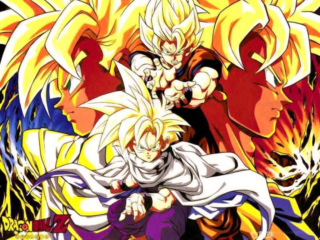 Goku and Gohan in Super Saiyan forms