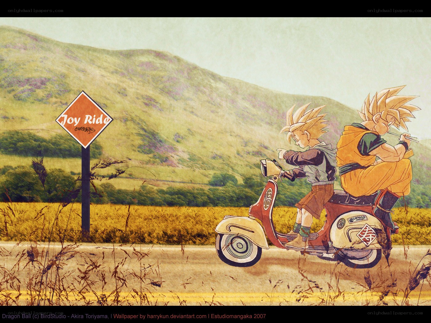 Goku and Gohan on a scooter