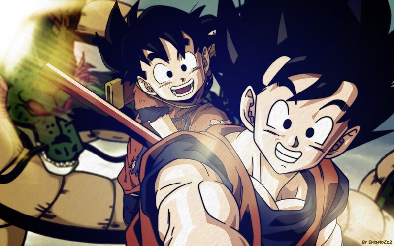 Goku and Kid Goku in action