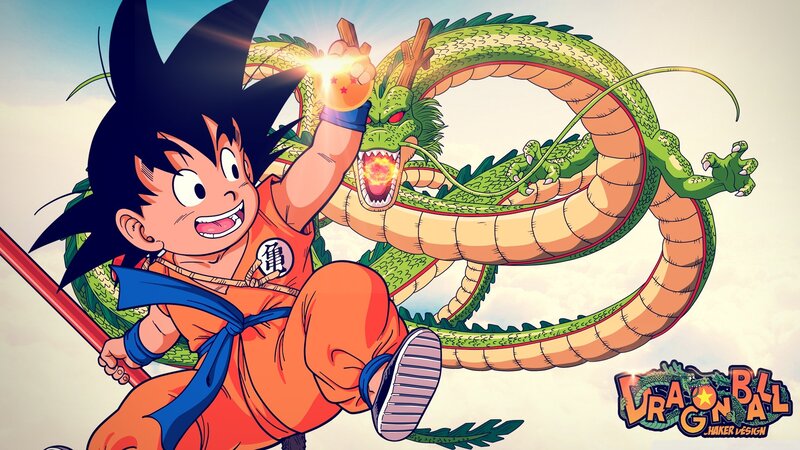Goku and Shenron in Dragon Ball