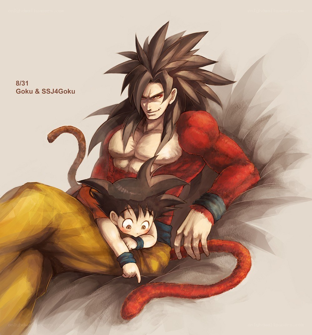 Goku and SSJ4 Goku