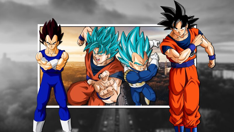 Goku and Vegeta Characters — Blue, Dramatic