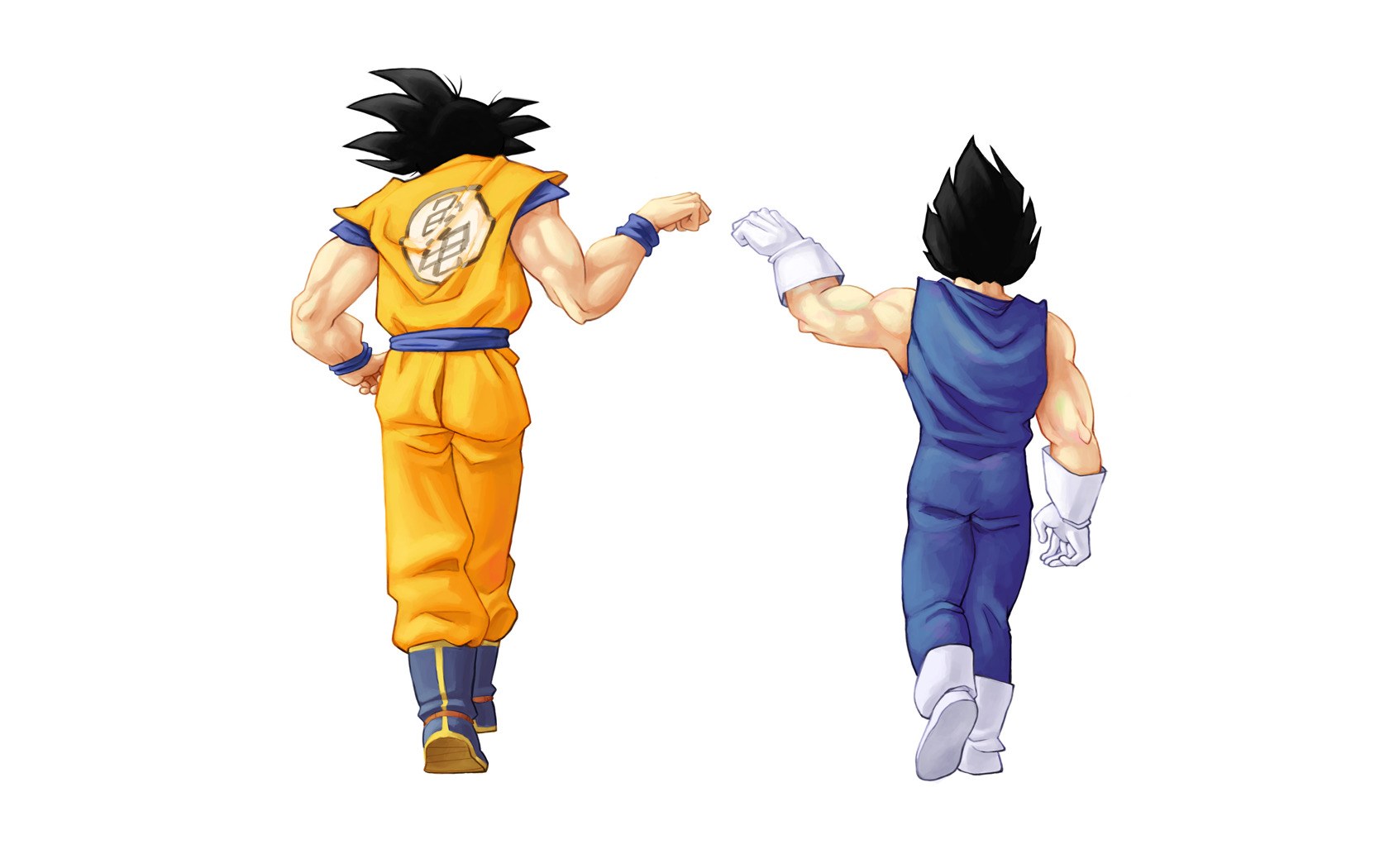 Goku and Vegeta facing each other