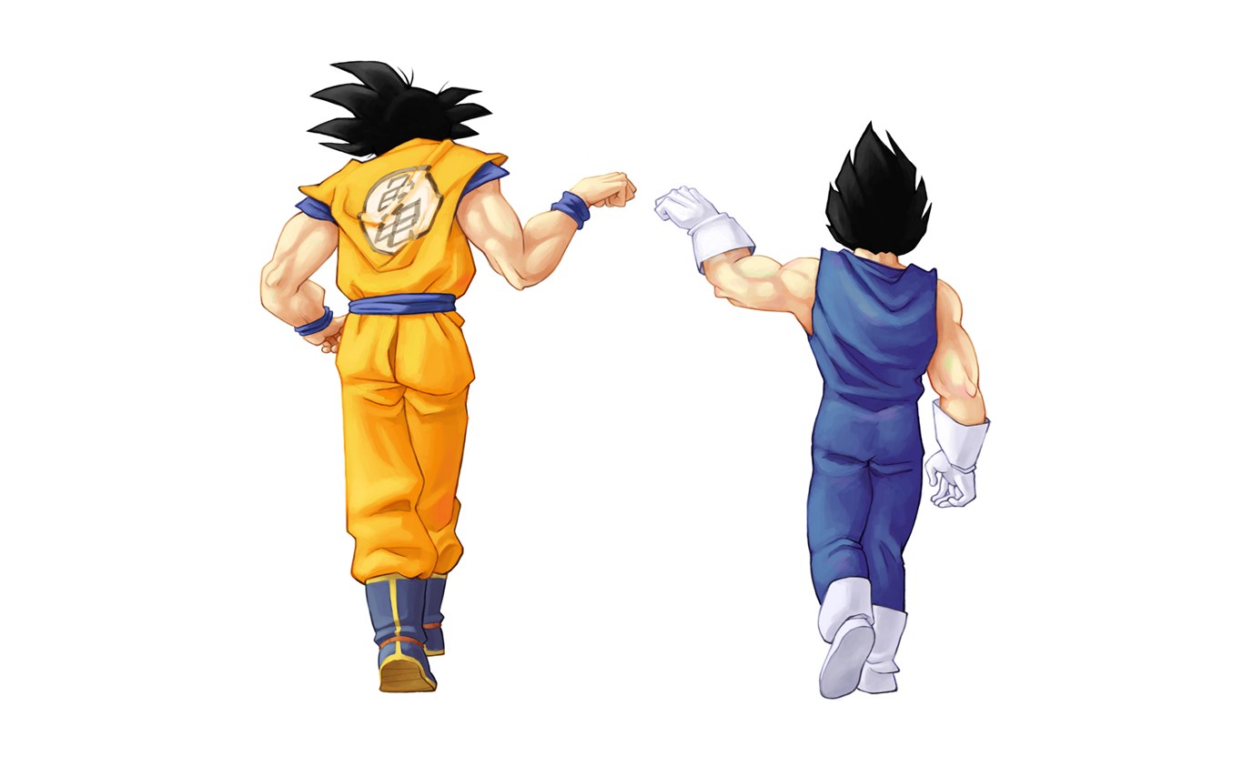 Goku and Vegeta facing off