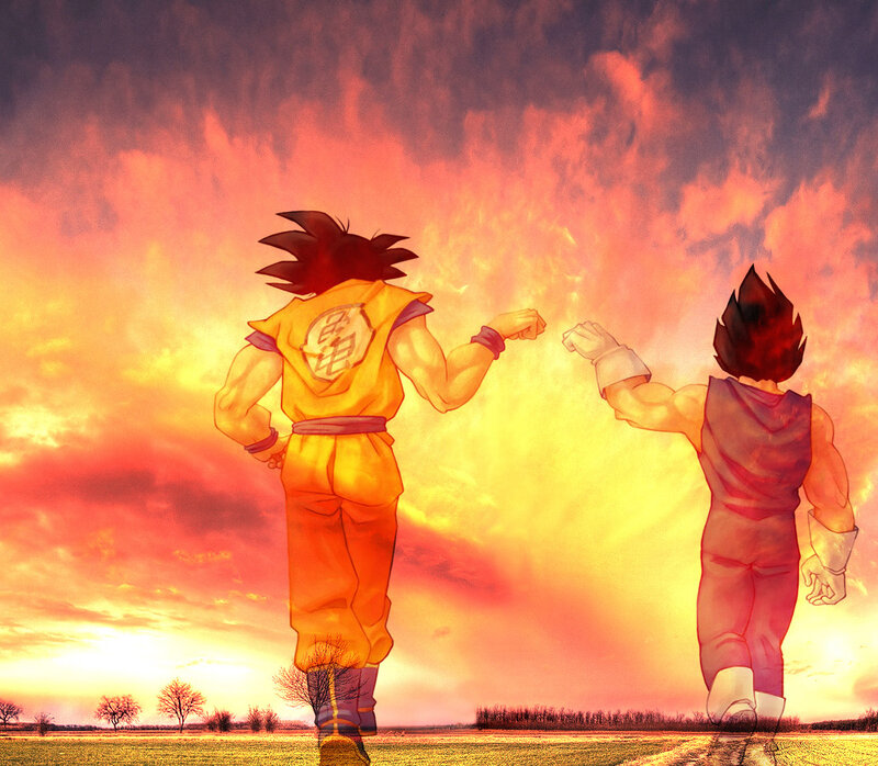 Goku and Vegeta facing off