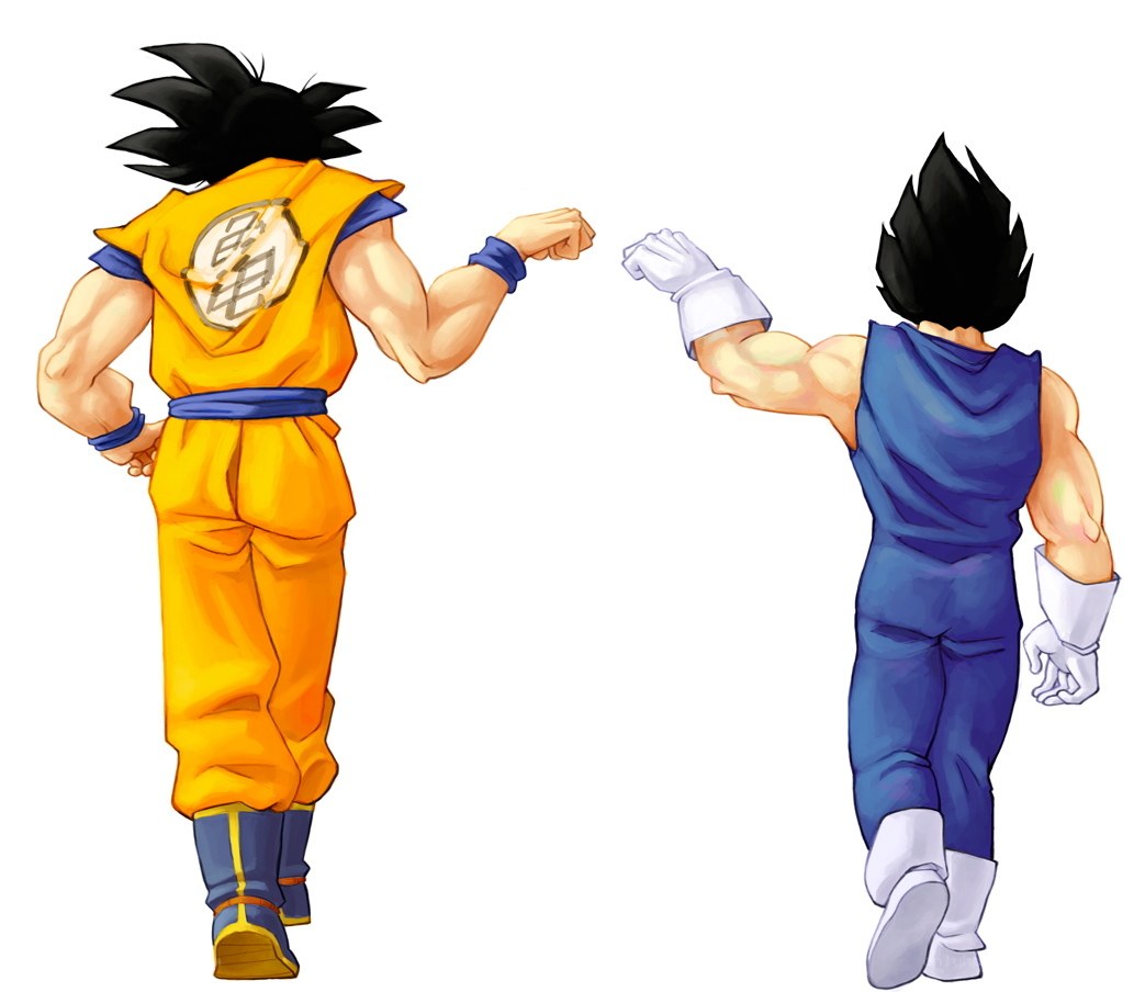 Goku and Vegeta facing off
