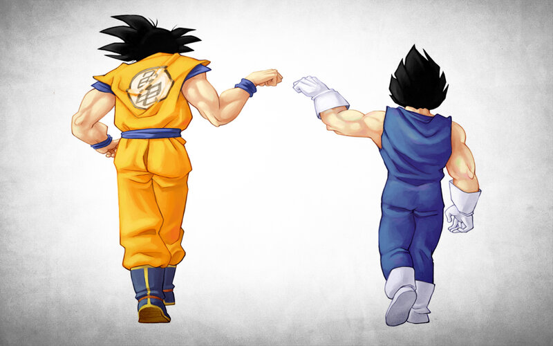 Goku and Vegeta facing off