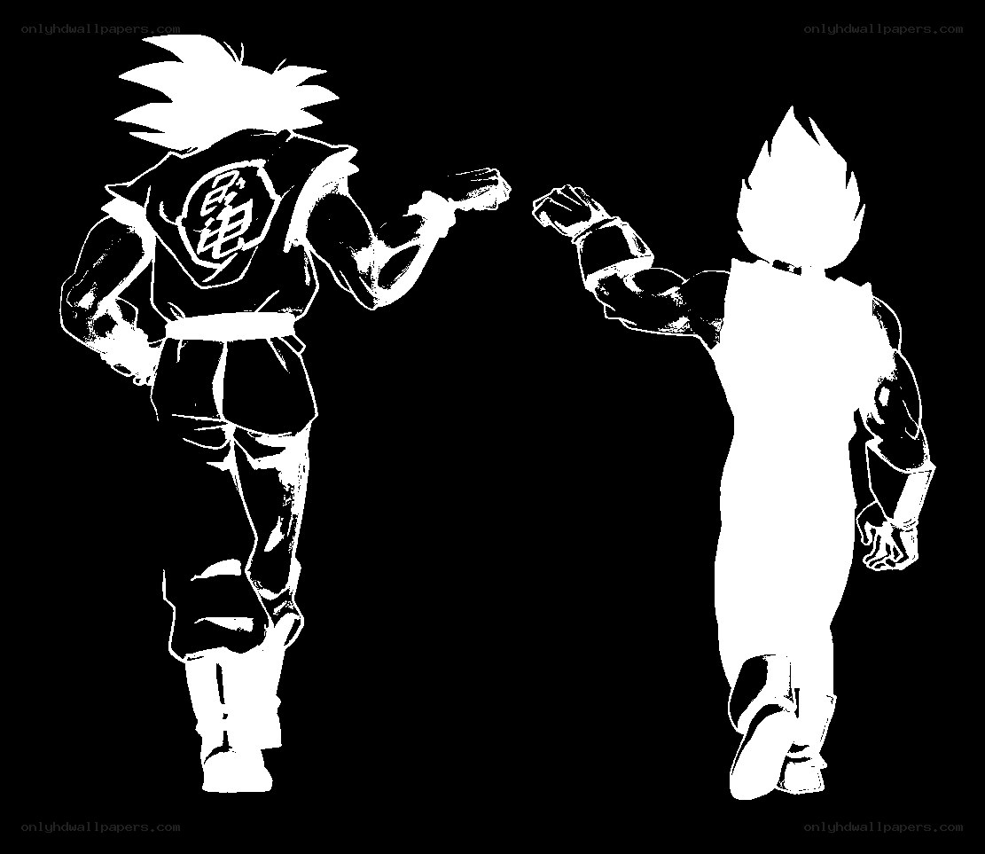 Goku and Vegeta facing off