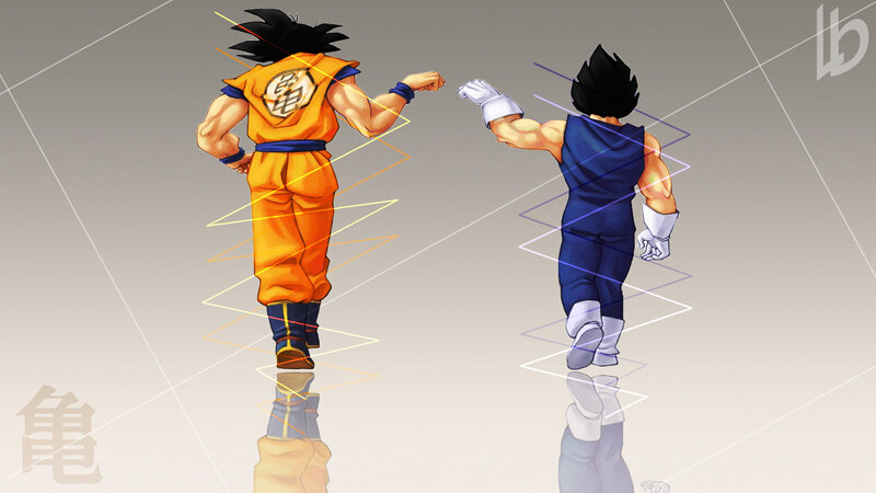 Goku and Vegeta Fighting — Orange