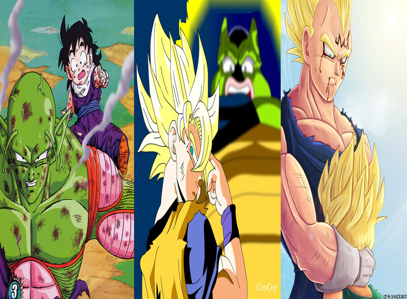 Goku and Vegeta Fighting — Yellow, Dramatic, Anime