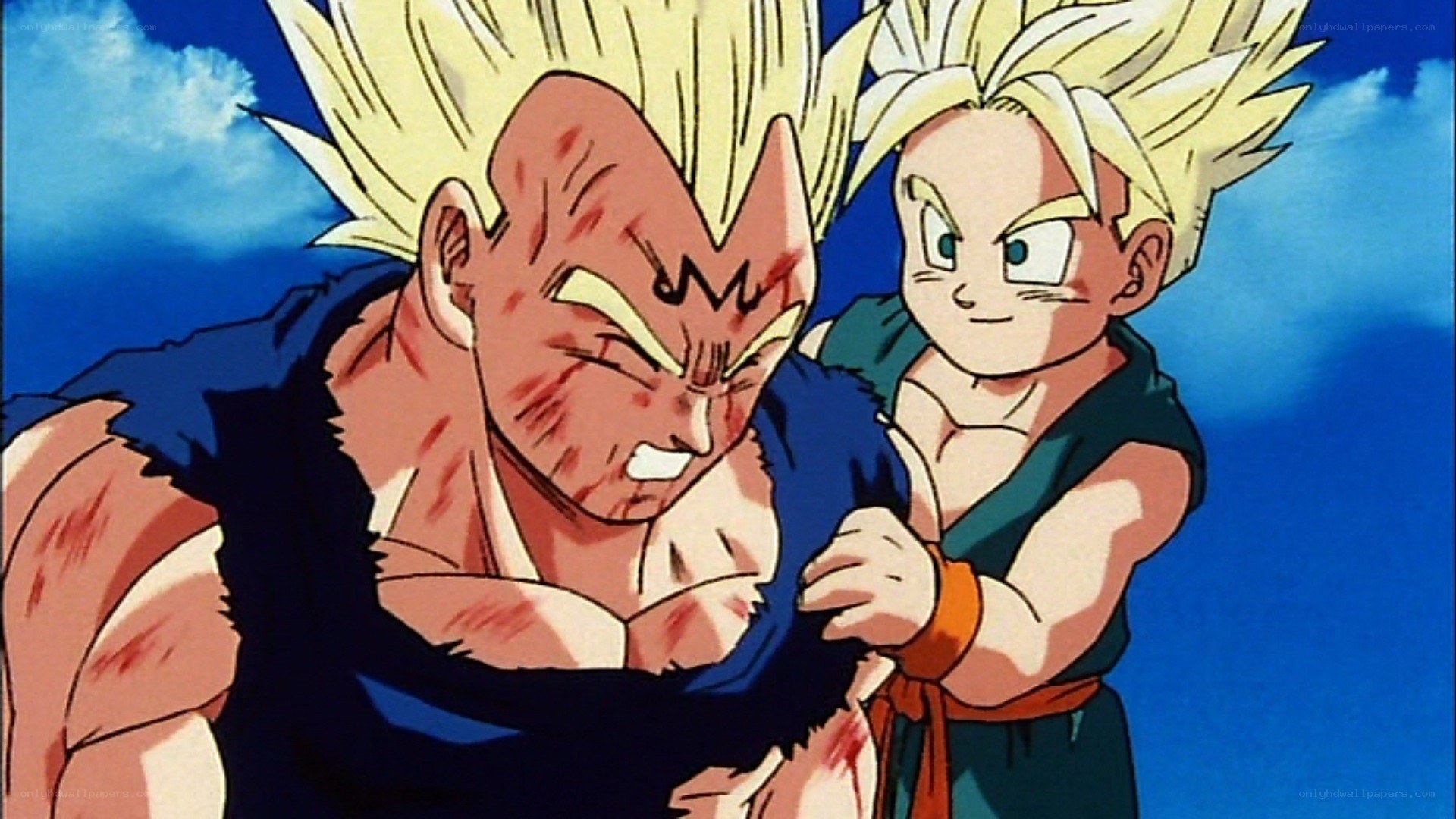 Goku and Vegeta in battle
