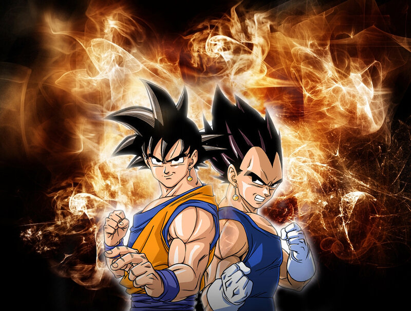 Goku and Vegeta in battle stance