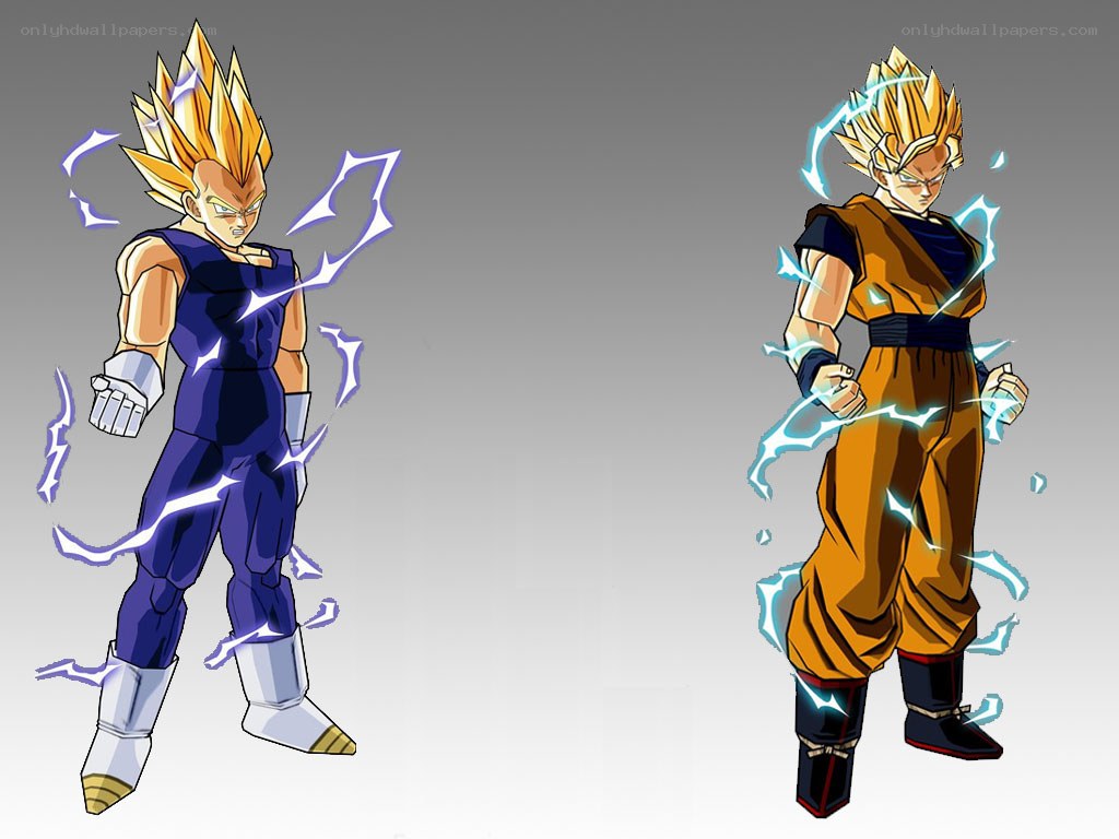 Goku and Vegeta in Super Saiyan forms