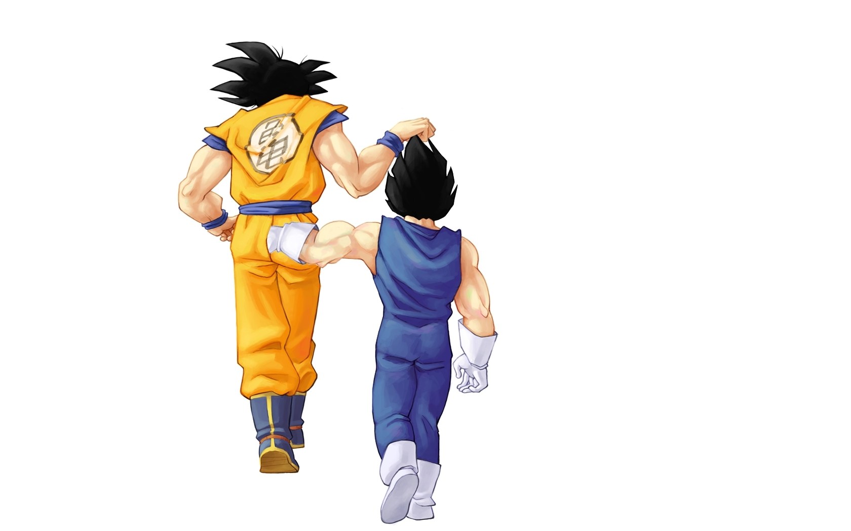 Goku and Vegeta walking together