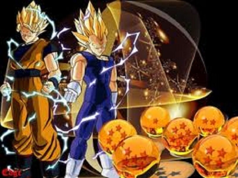 Goku and Vegeta with Dragon Balls