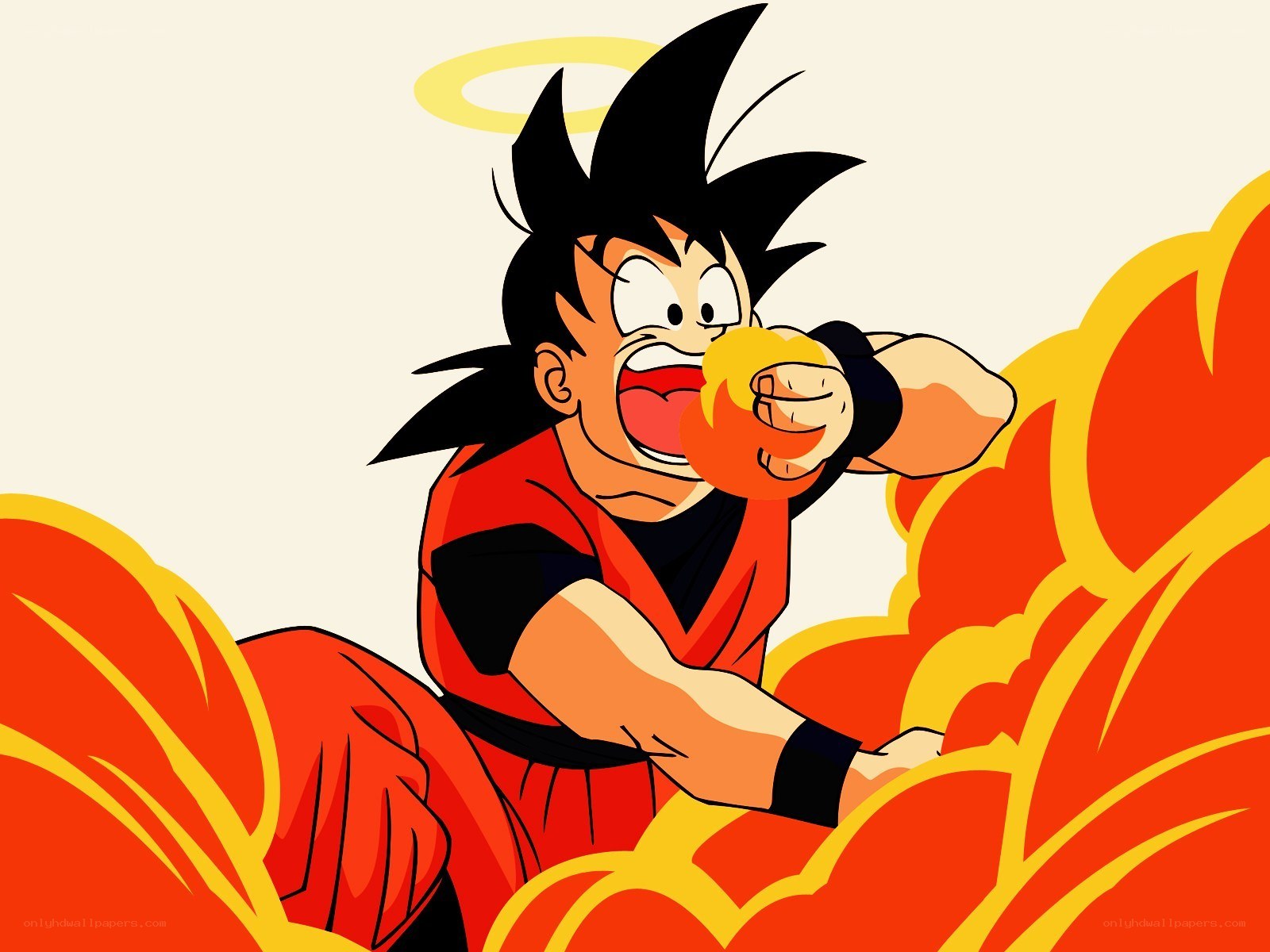 Goku eating a fireball