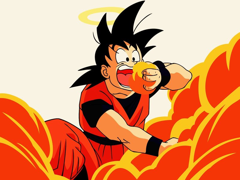 Goku Eating a Fruit — Red