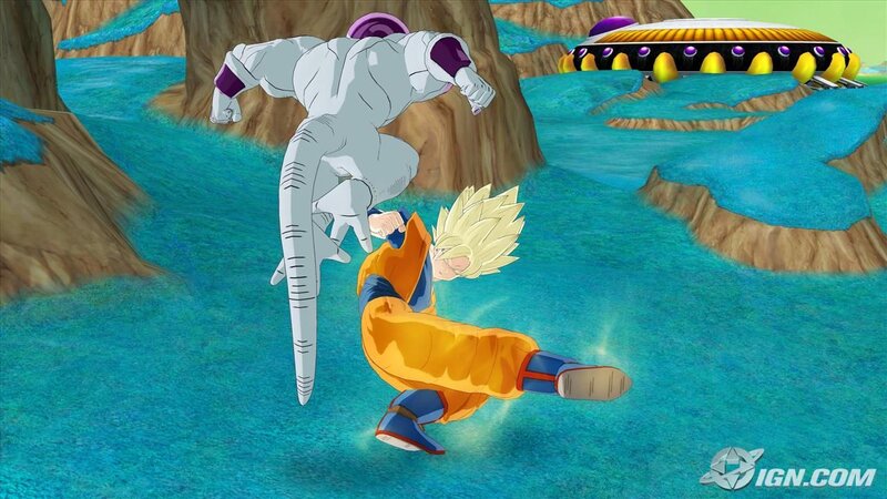 Goku Fighting Frieza — Blue, Action-packed
