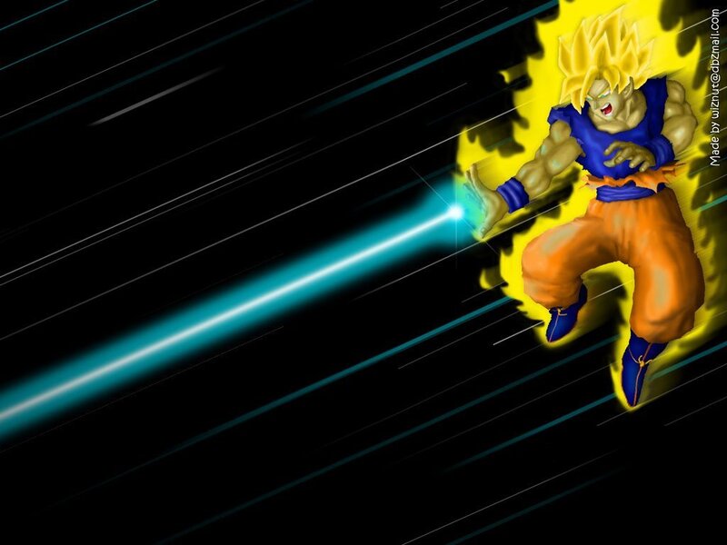Goku firing energy blast