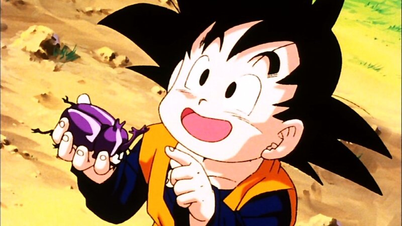 Goku holding a beetle