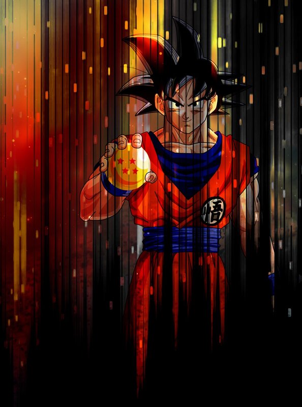 Goku Holding a Dragon Ball — Red
