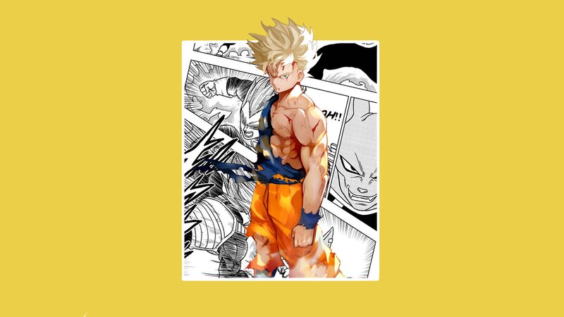 Goku in Battle — Yellow, Intense