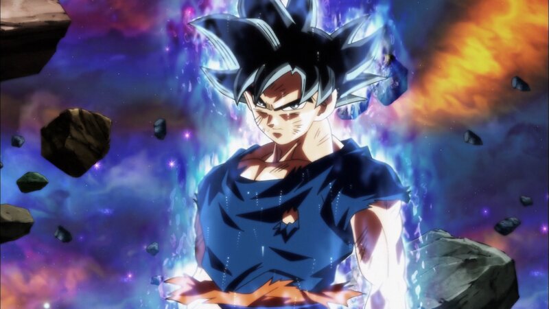 Goku in Blue Aura — Dramatic, Anime, Rocks