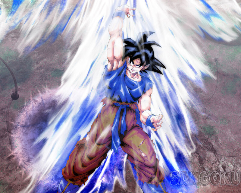 Goku in Blue Aura — Dramatic, Anime