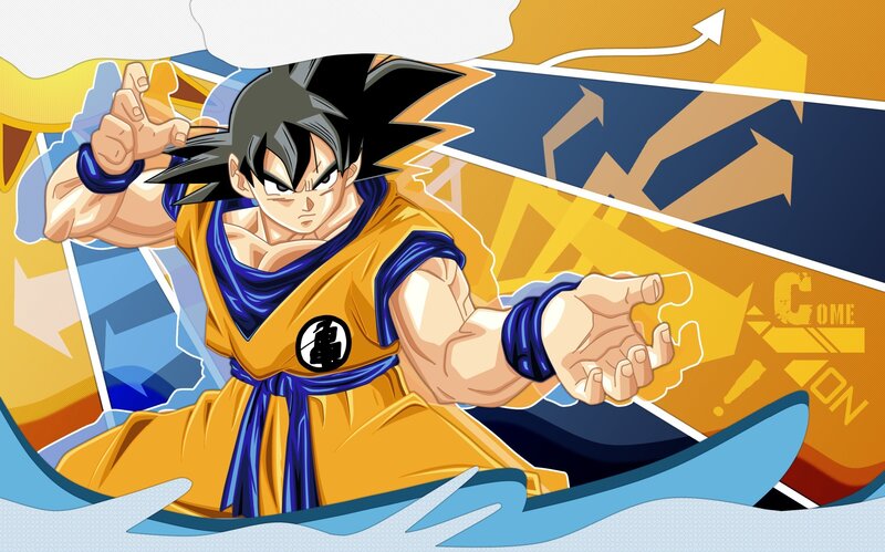 Goku in Fighting Stance — Yellow, Dynamic