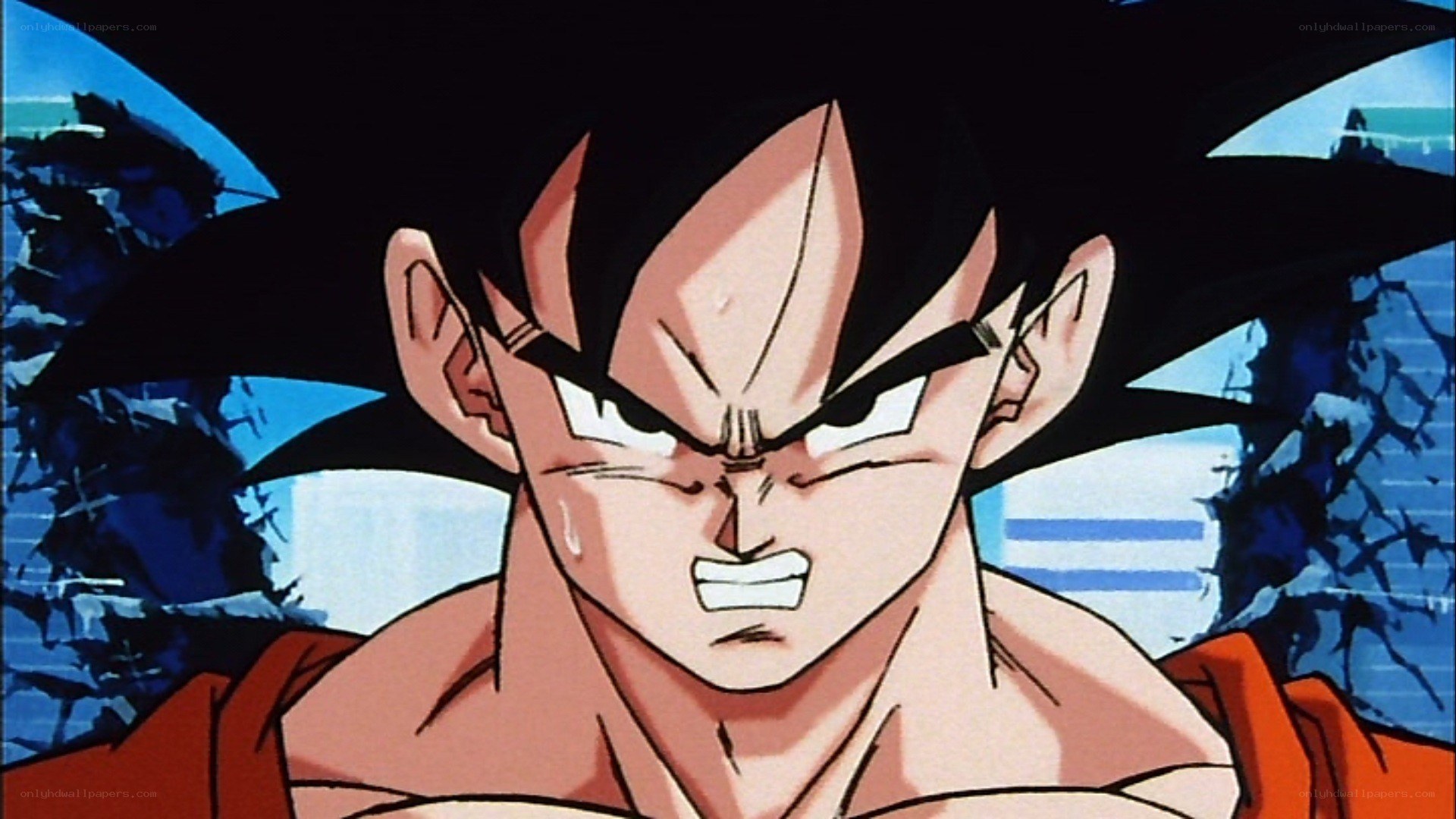 Goku in intense battle