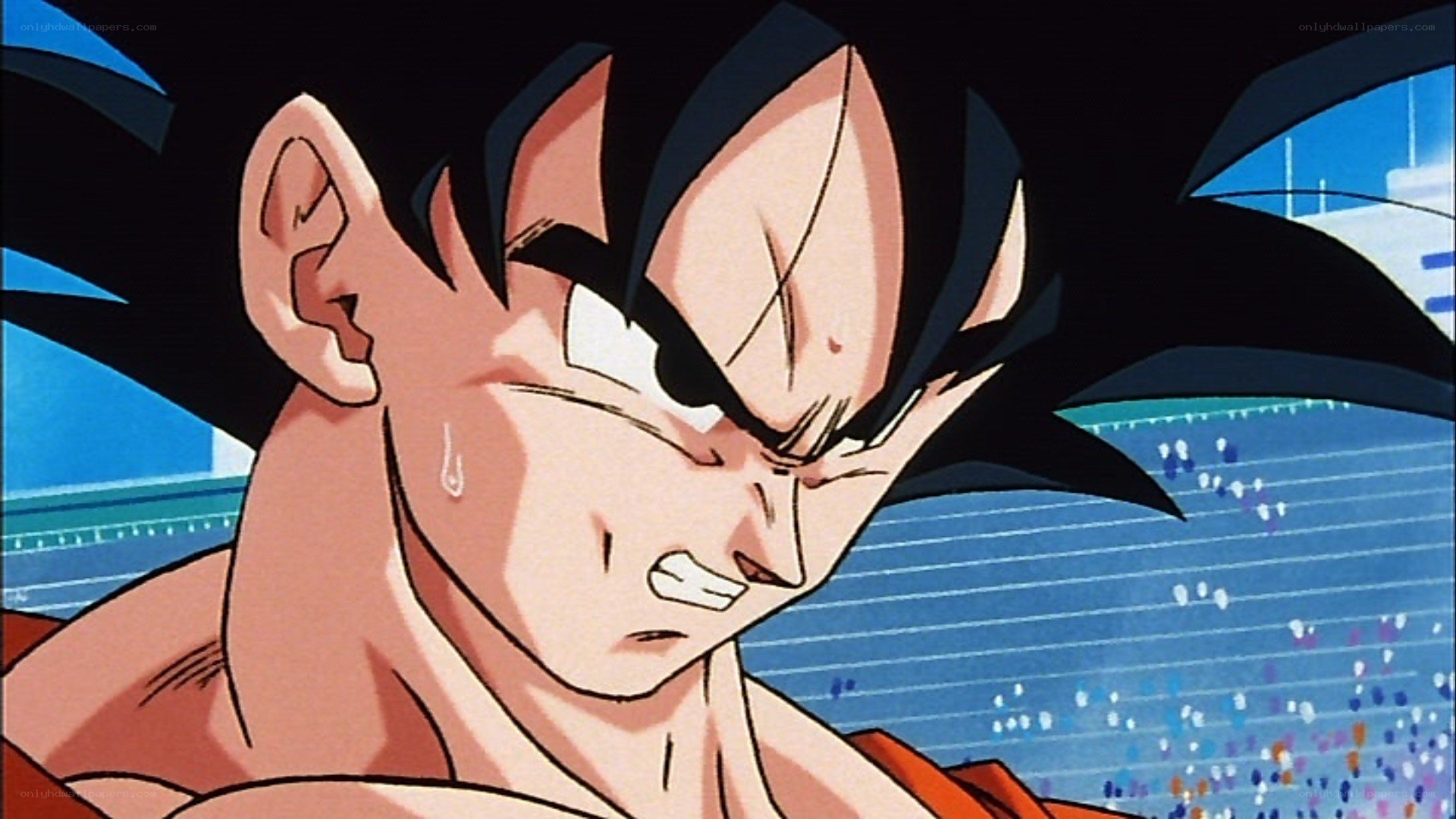 Goku in intense battle