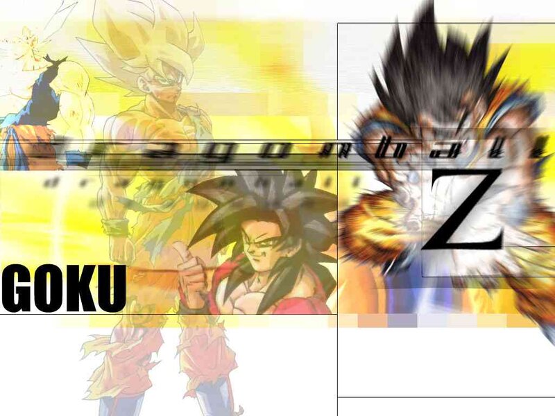 Goku in Multiple Forms — Yellow, Dramatic, Anime, Anime Character
