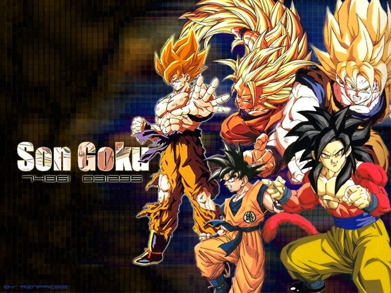 Goku in Multiple Forms — Yellow, Dramatic