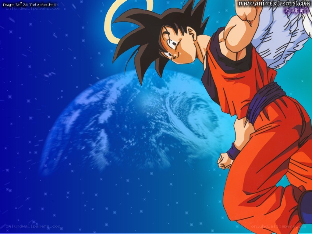 Goku in space with Earth