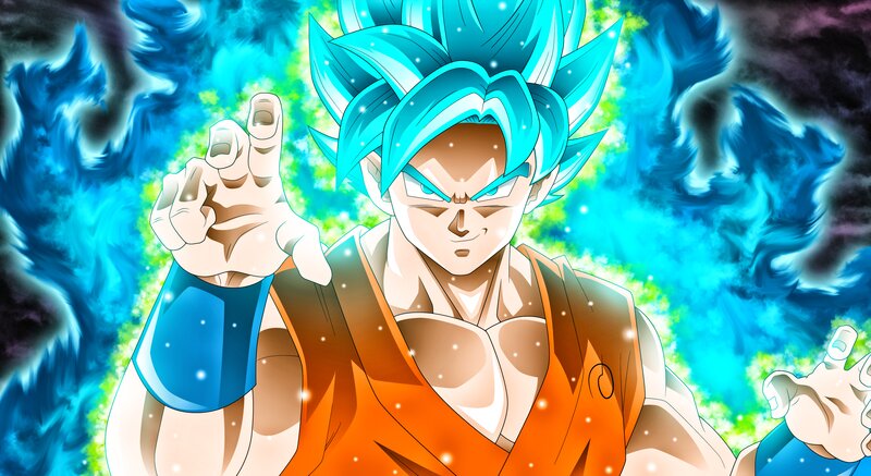 Goku in Super Saiyan Blue — Dramatic, Anime, Blue Aura