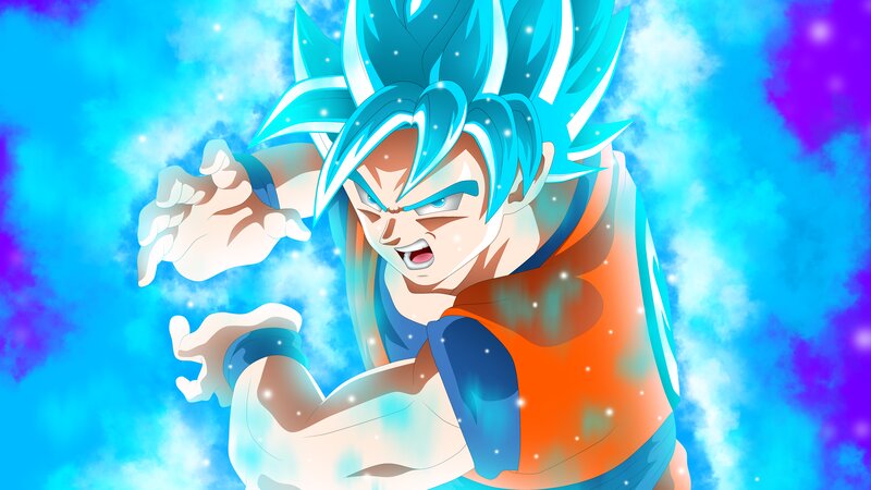Goku in Super Saiyan Blue — Dramatic, Anime