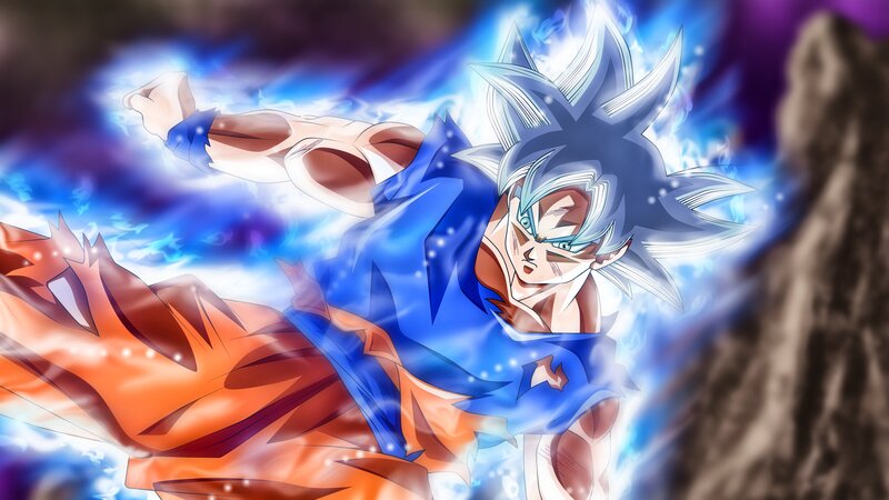 Goku in Super Saiyan Blue Form — Dramatic, Anime, Blue Aura