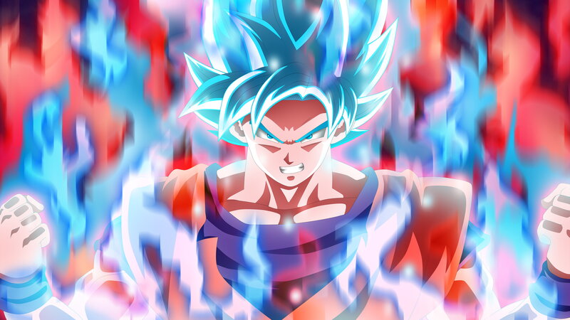 Goku in Super Saiyan Blue Form — Intense, Anime