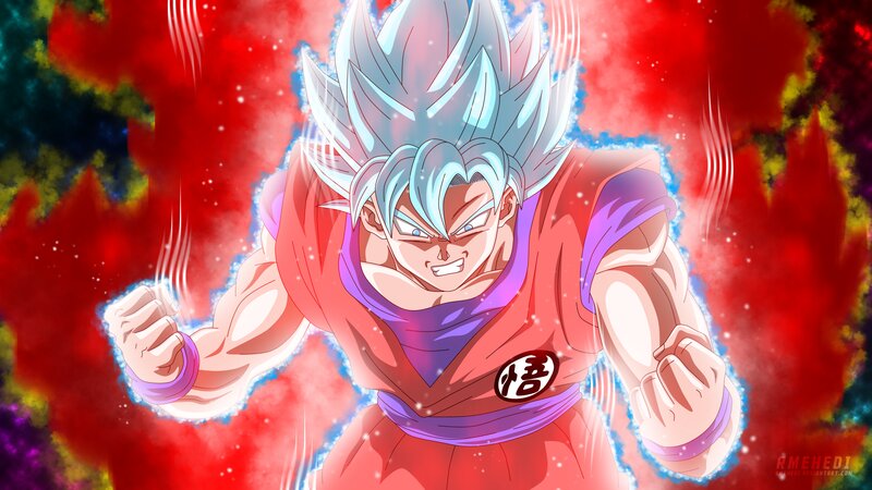 Goku in Super Saiyan Blue Form — Red, Intense