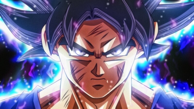 Goku in Super Saiyan Form — Blue, Dramatic, Anime, Spiky Hair, Energy Aura