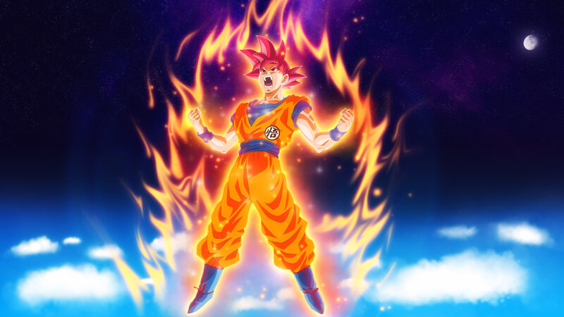 Goku in Super Saiyan Form — Orange, Dramatic, Night