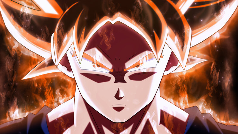 Goku in Super Saiyan Form — Orange, Intense, Anime, Flames