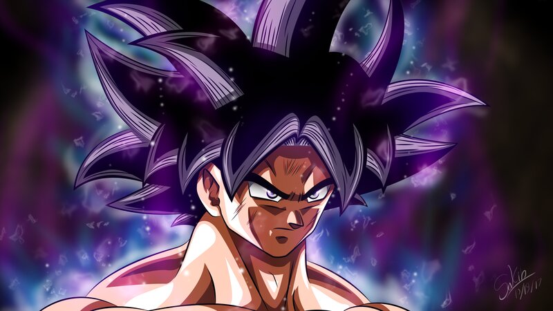 Goku in Super Saiyan Form — Purple, Dramatic, Digital Art