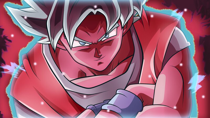 Goku in Super Saiyan Form — Red, Intense, Anime, Red Aura
