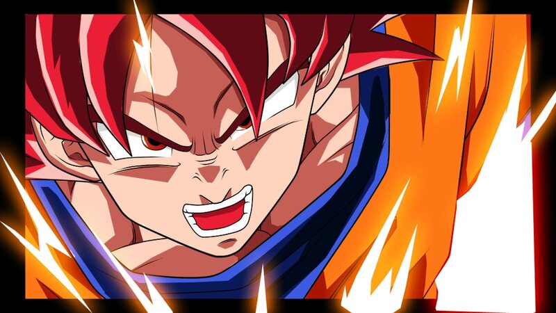 Goku in Super Saiyan Form — Red, Intense, Anime