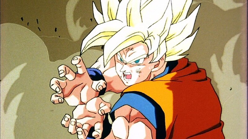 Goku in Super Saiyan Form — White, Intense, Anime