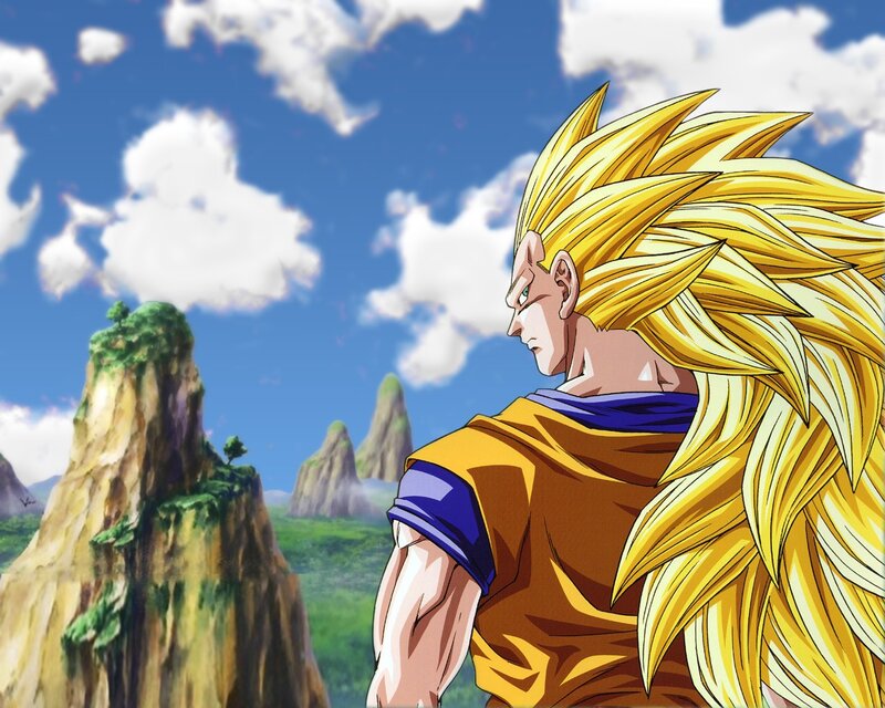 Goku in Super Saiyan Form — Yellow, Dramatic, Afternoon