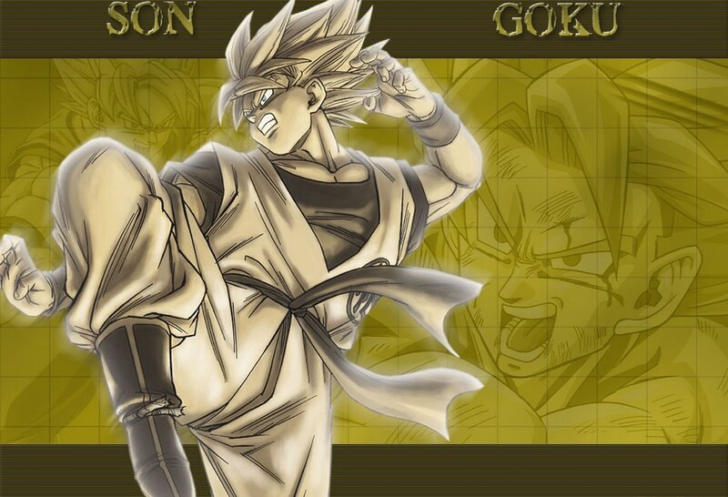 Goku in Super Saiyan Form — Yellow, Dramatic, Anime, Anime Character, Martial Arts Pose